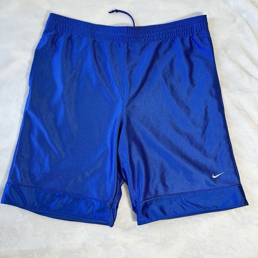 Nike Basketball Shorts Men's Large Blue Shiny Y2K Baggy Dazzle 10" Inseam